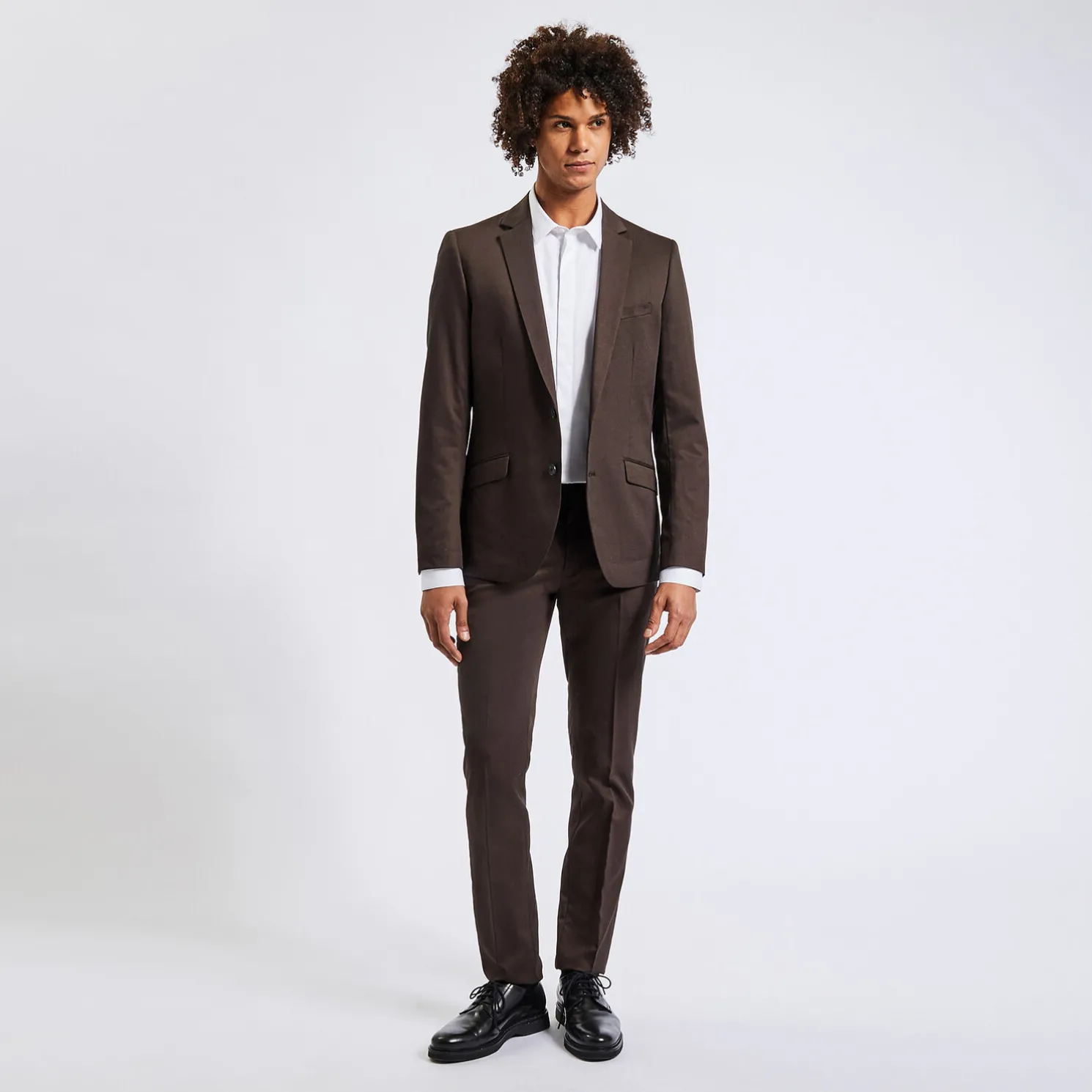 Slim effen hemd in satijnkatoen