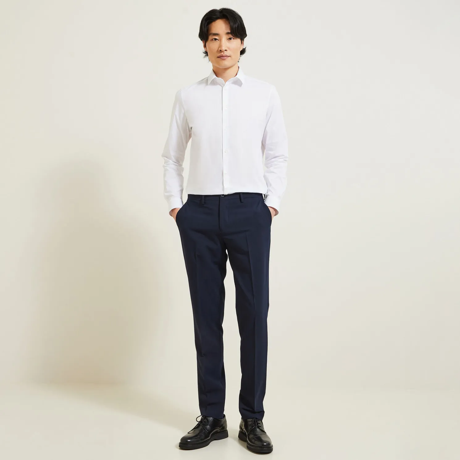 Slim effen hemd in gerecyclede polyamide