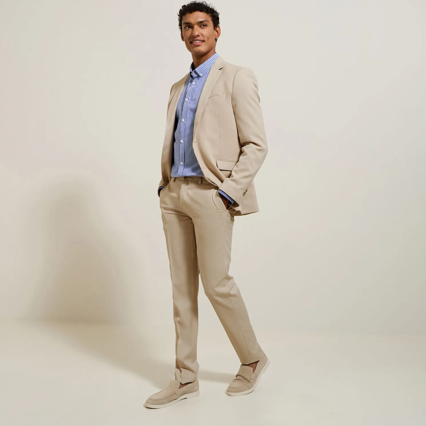 Slim effen kostuumbroek