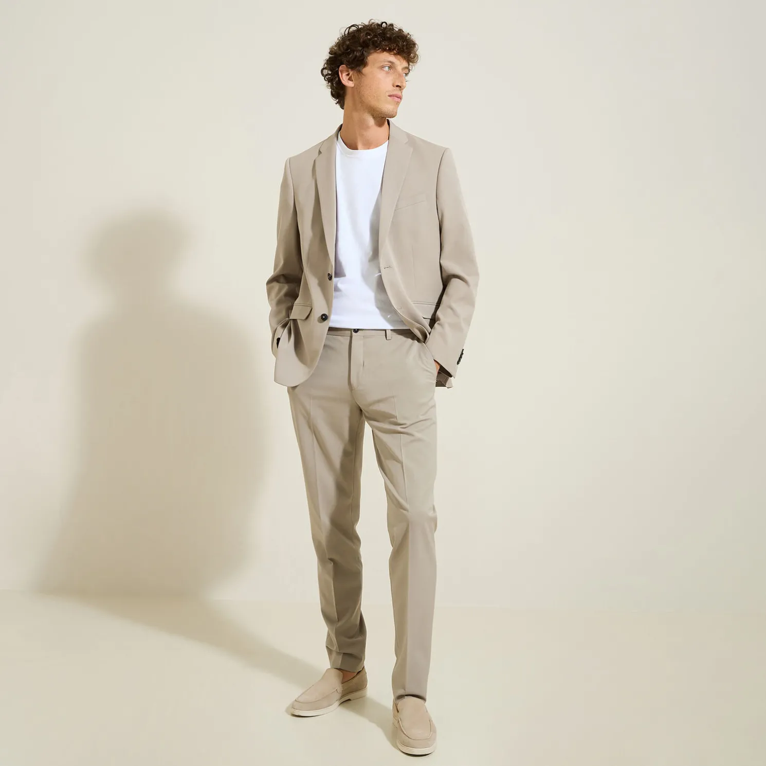 Slim kostuumbroek in twill