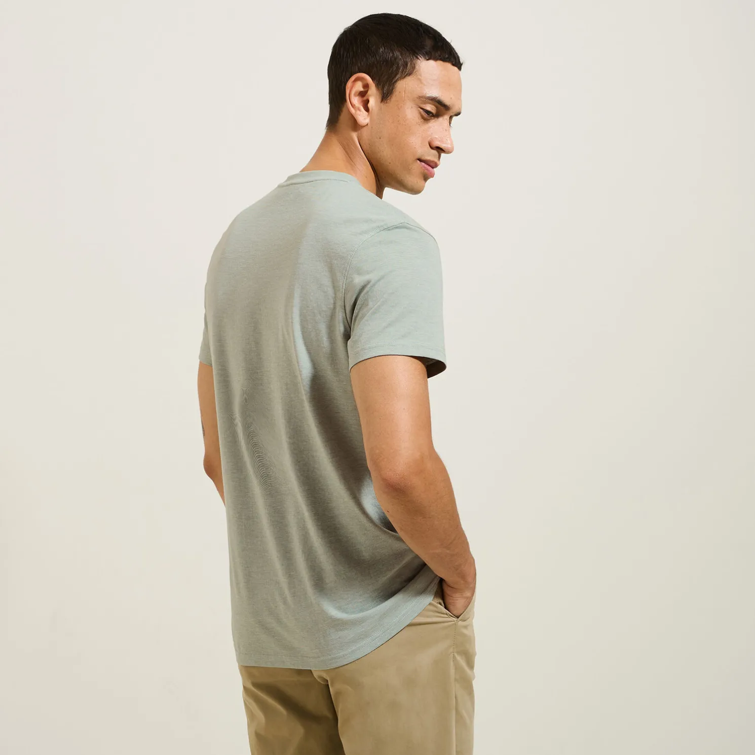 Slim T-shirt met Tunesische kraag