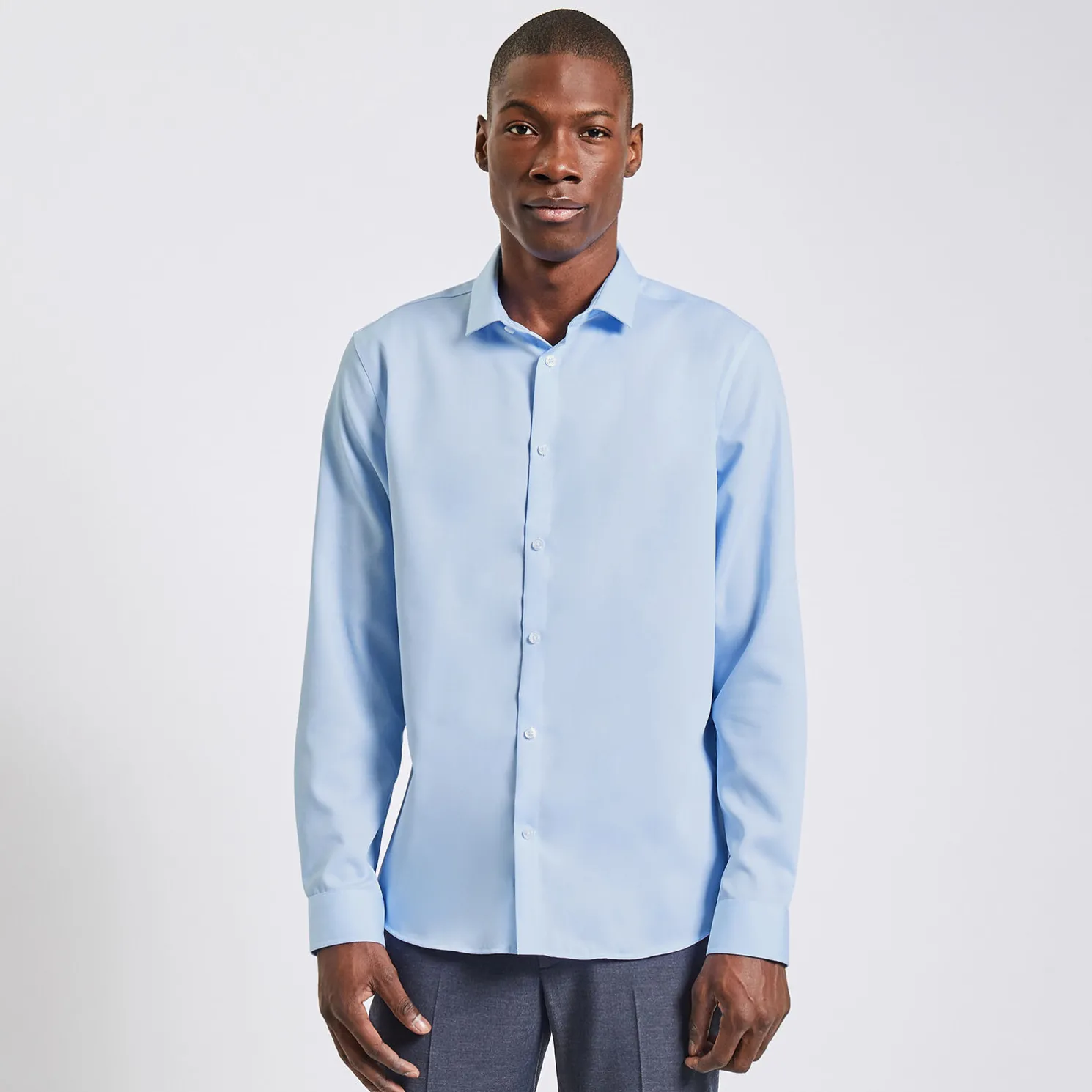 Strijkvrij regular effen hemd in katoen