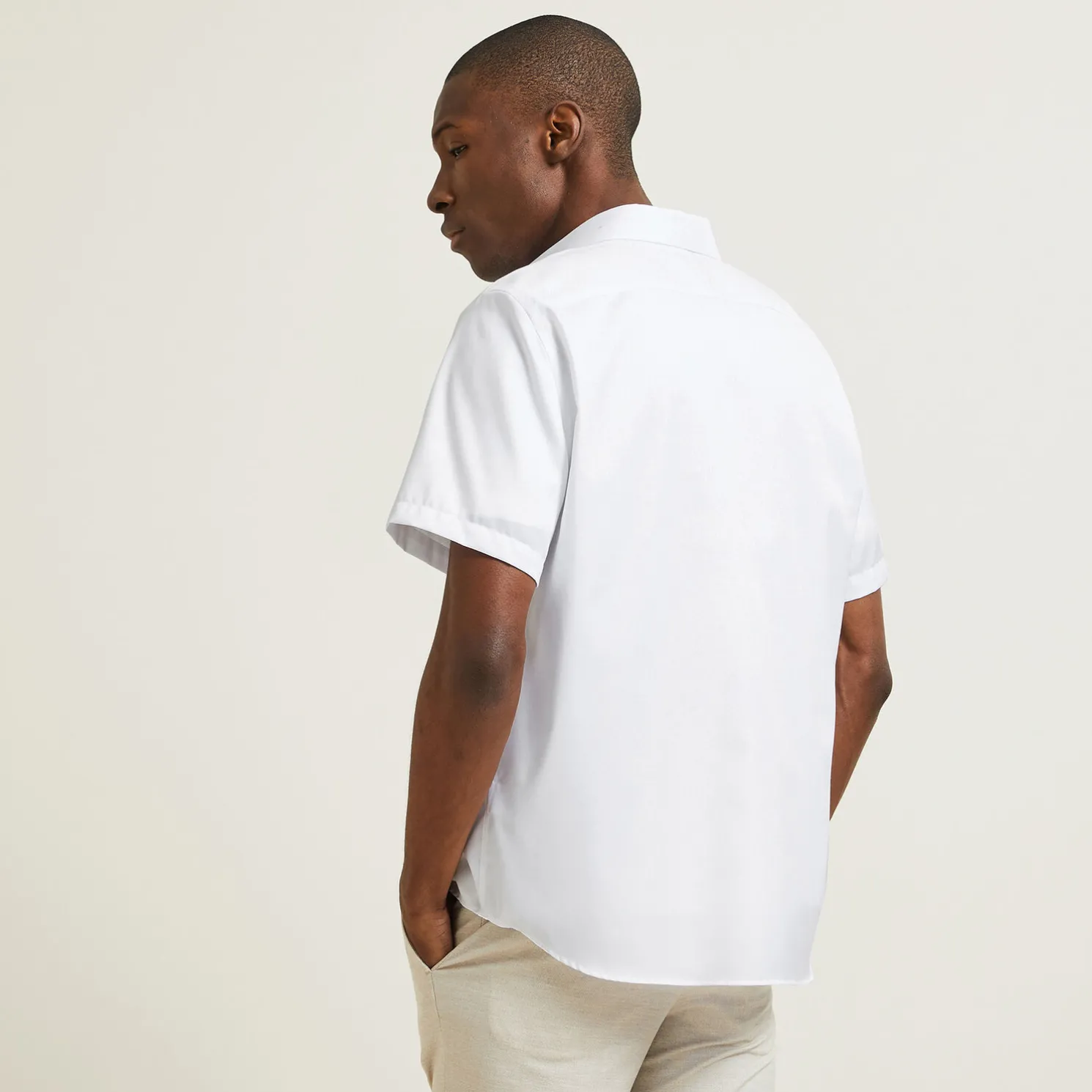 Strijkvrij regular effen hemdje in katoen