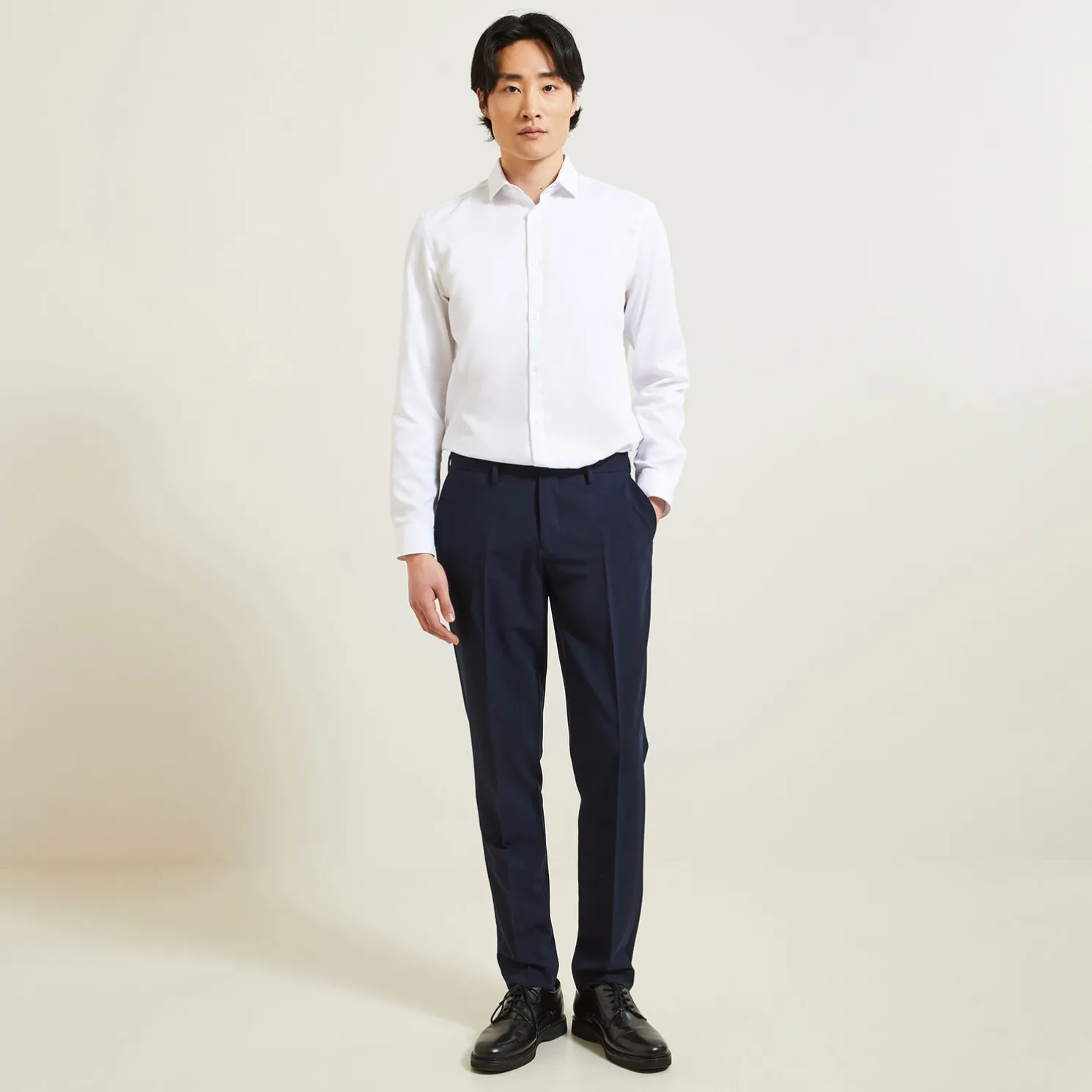 Strijkvrij regular effen hemd in katoen