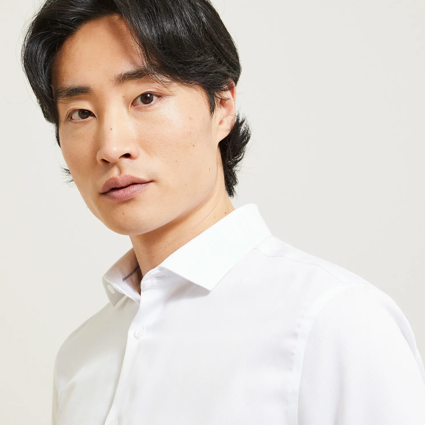 Strijkvrij regular effen hemd in katoen