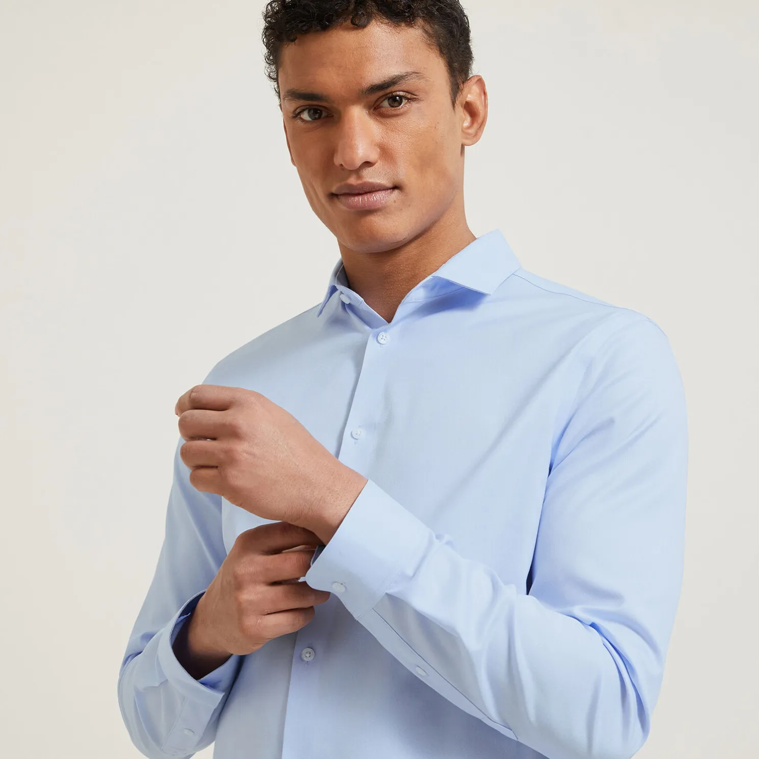 Strijkvrij slim effen hemd in katoen