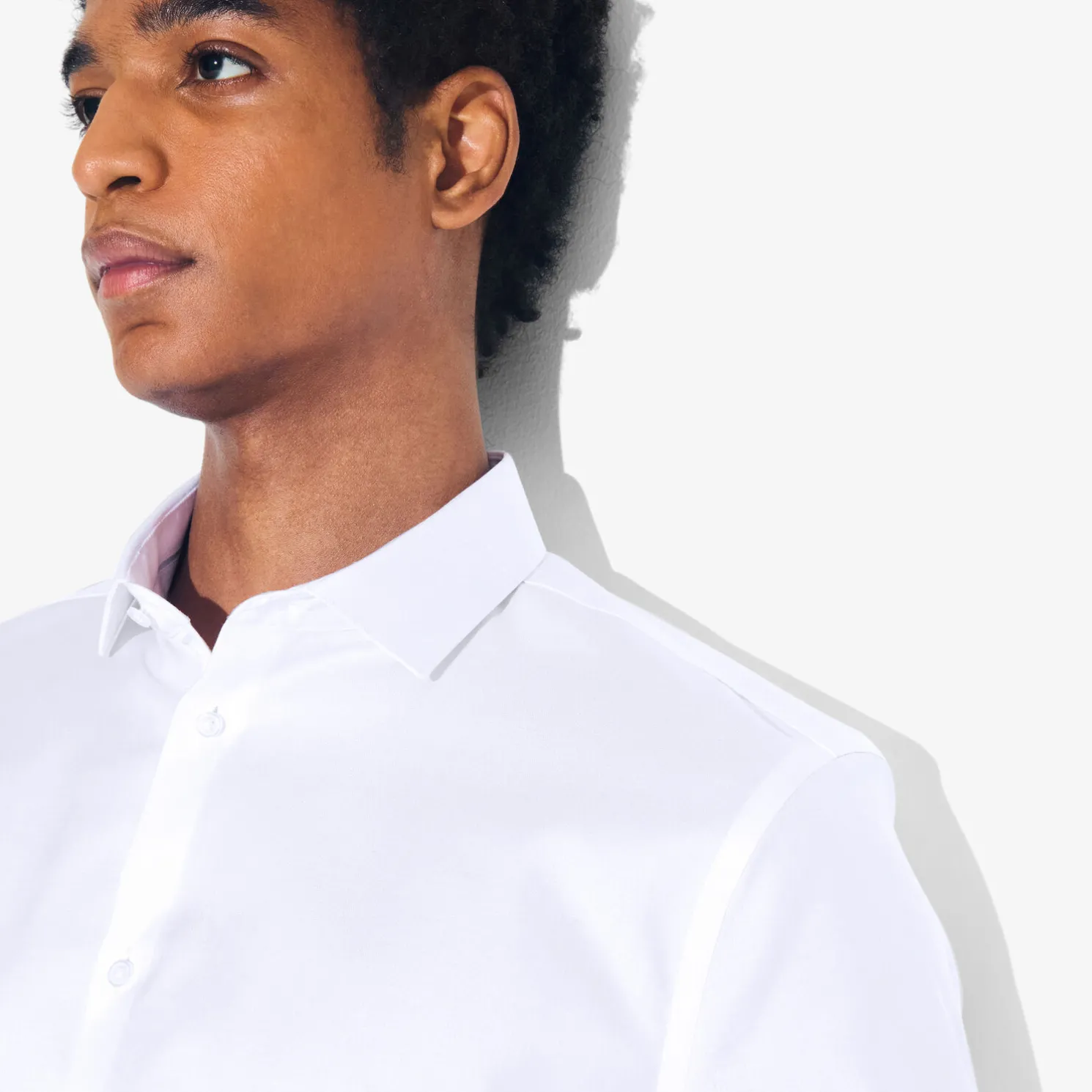 Strijkvrij slim effen hemd in katoen