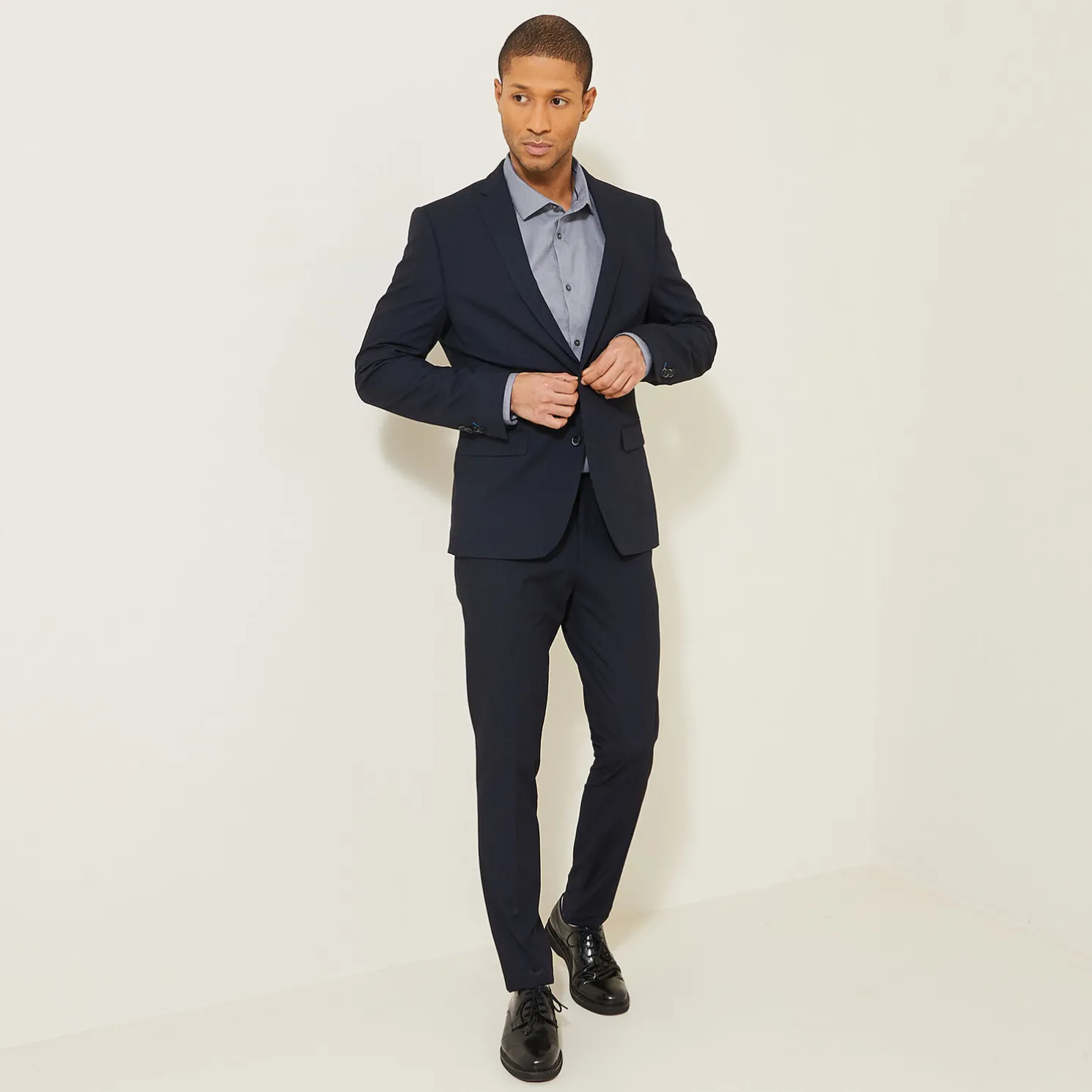 Strijkvrij slim effen hemd in katoen