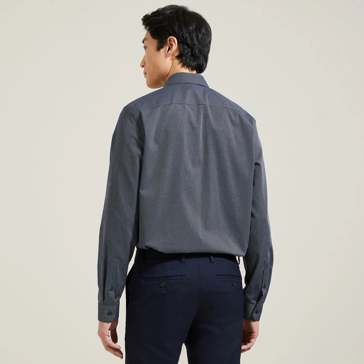 Strijkvrij slim microjacquard hemd in katoen