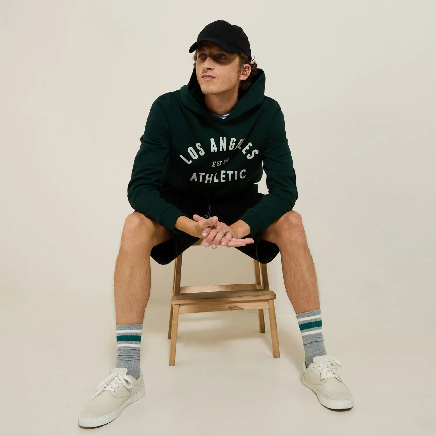 Sweater met kap, flockprint vooraan