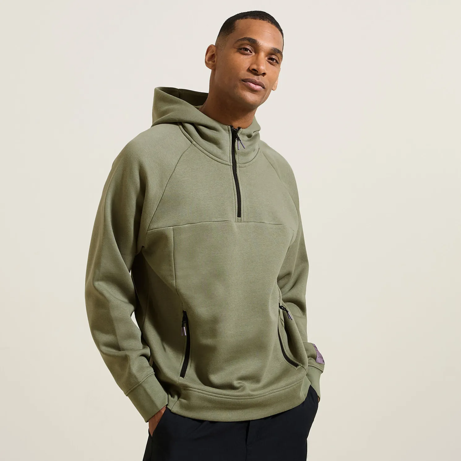 Sweater met kap in technische materie