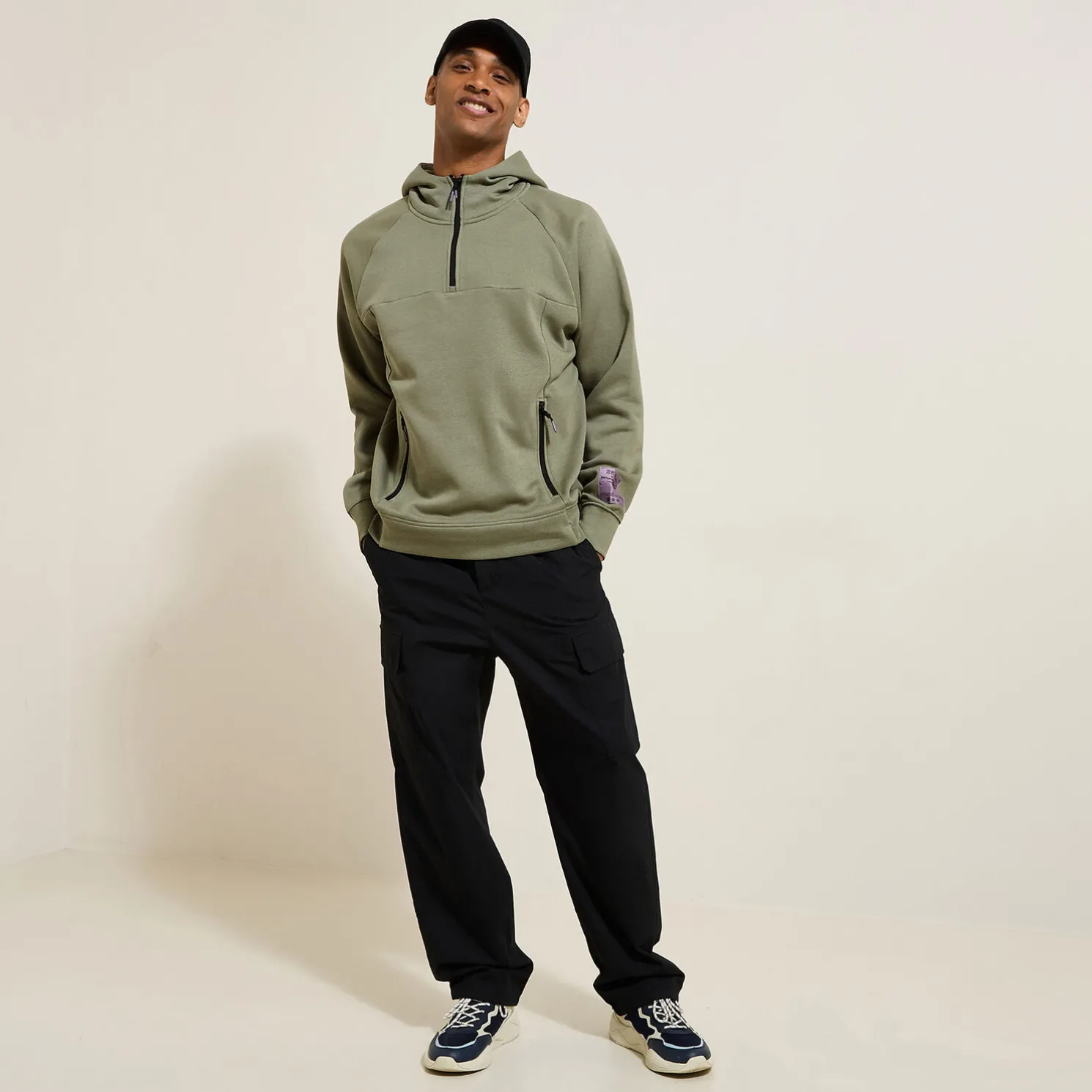 Sweater met kap in technische materie