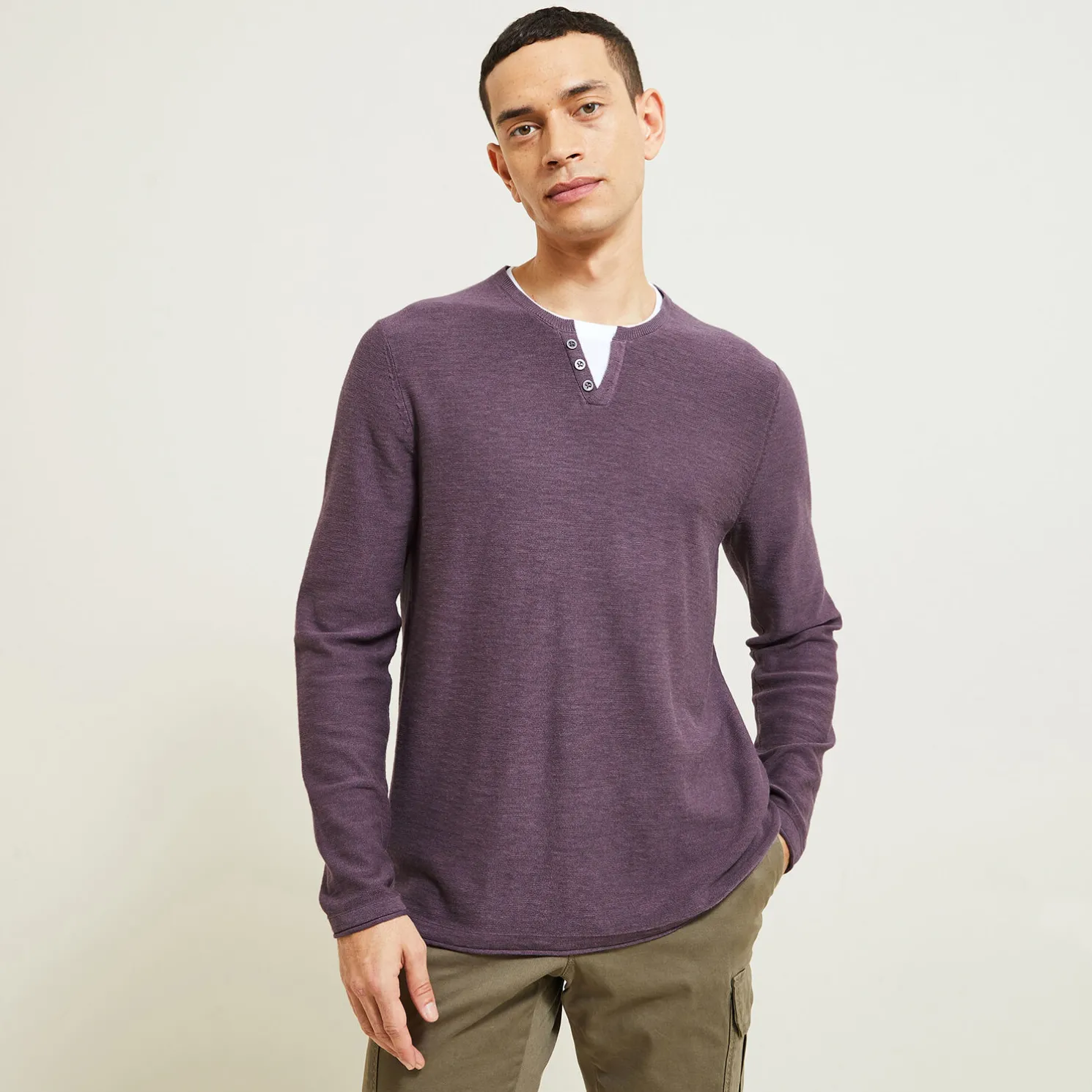 Trui met dubbele halslijn