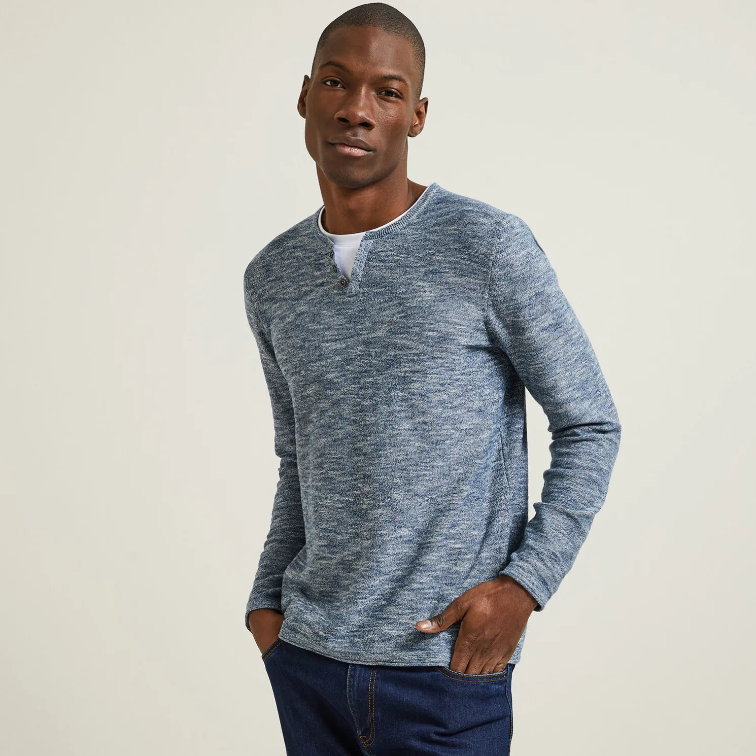 Trui met dubbele halslijn