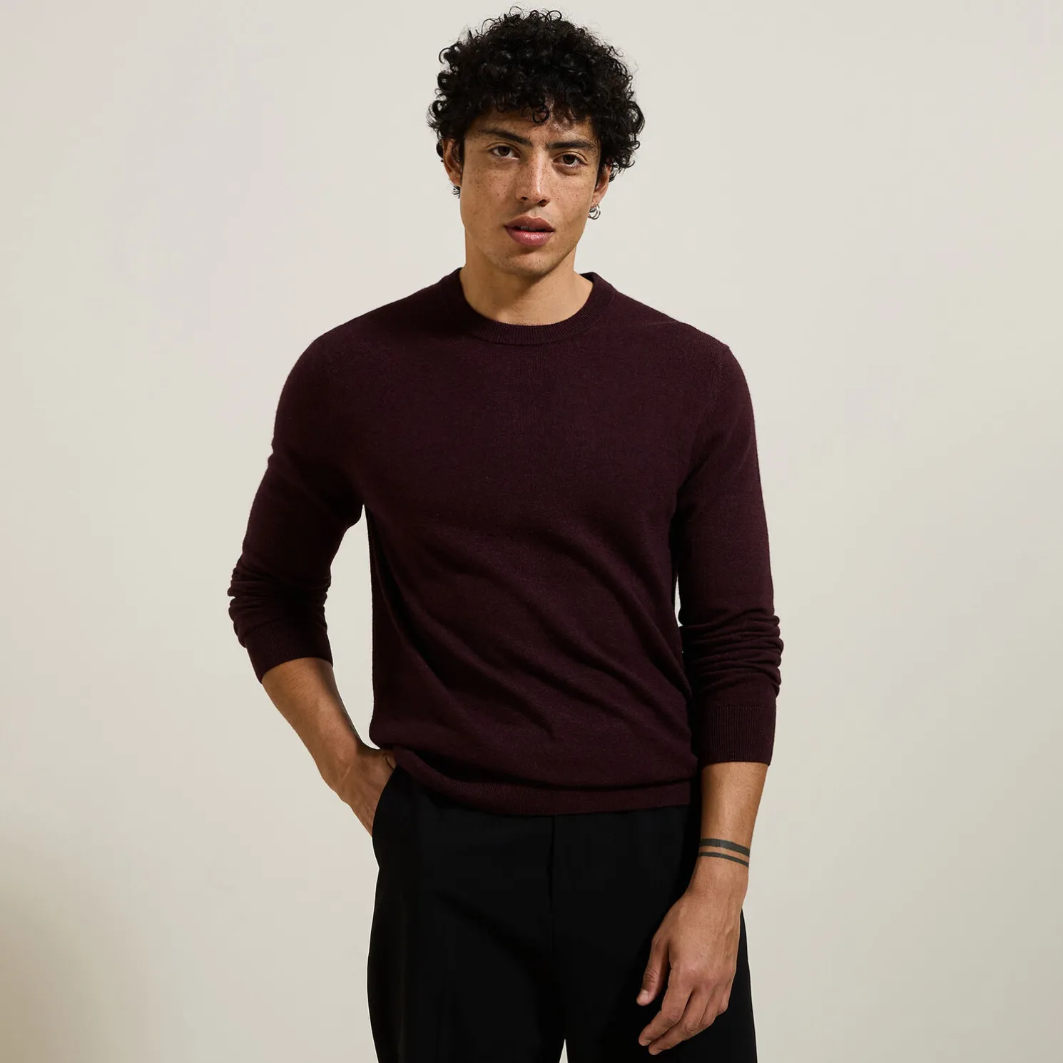 Trui met ronde hals van merinos/kasjmiermix