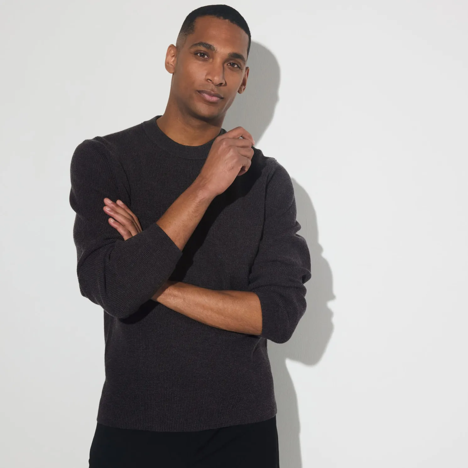 Trui met ronde hals in stekenpatroon