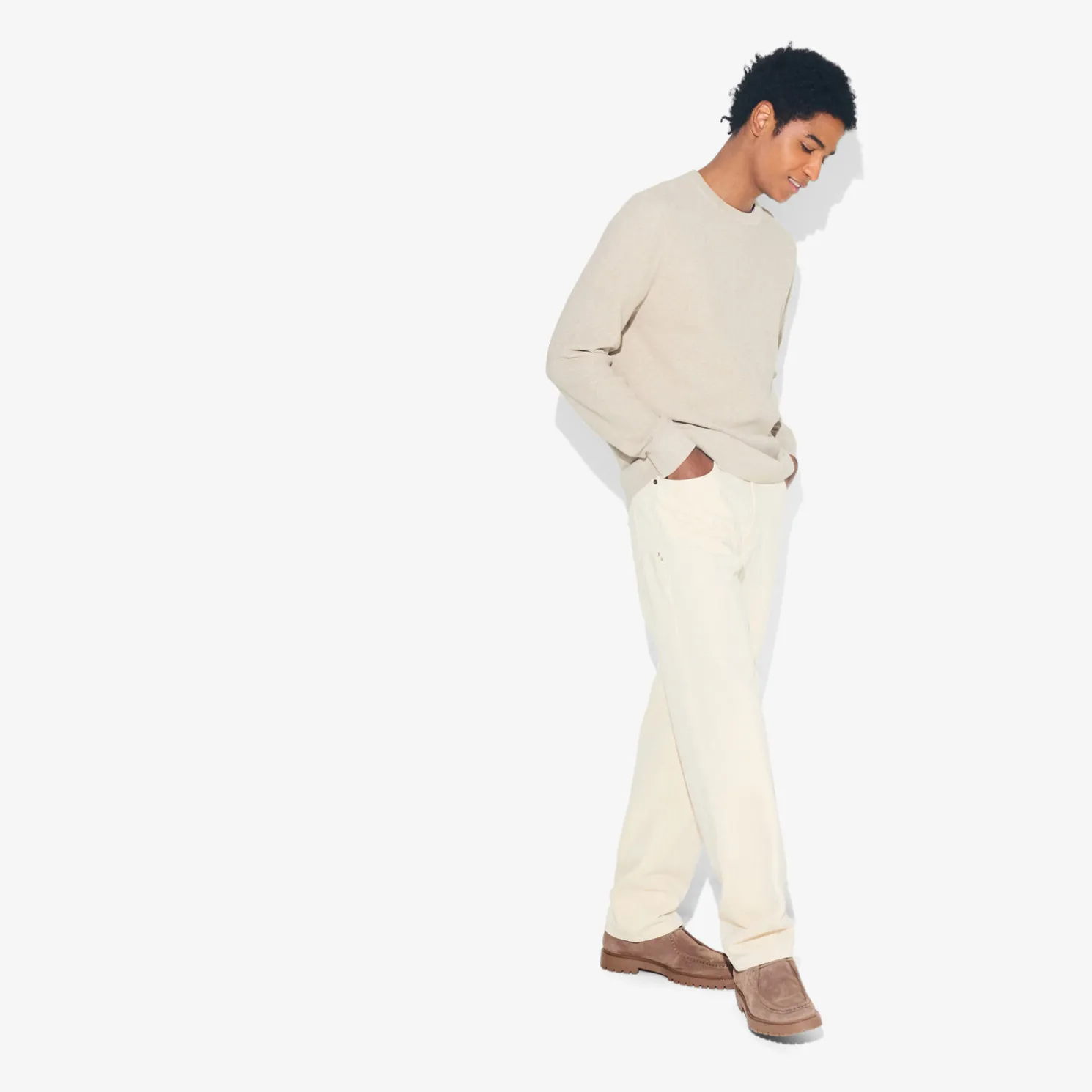 Trui met ronde hals en stekenpatroon