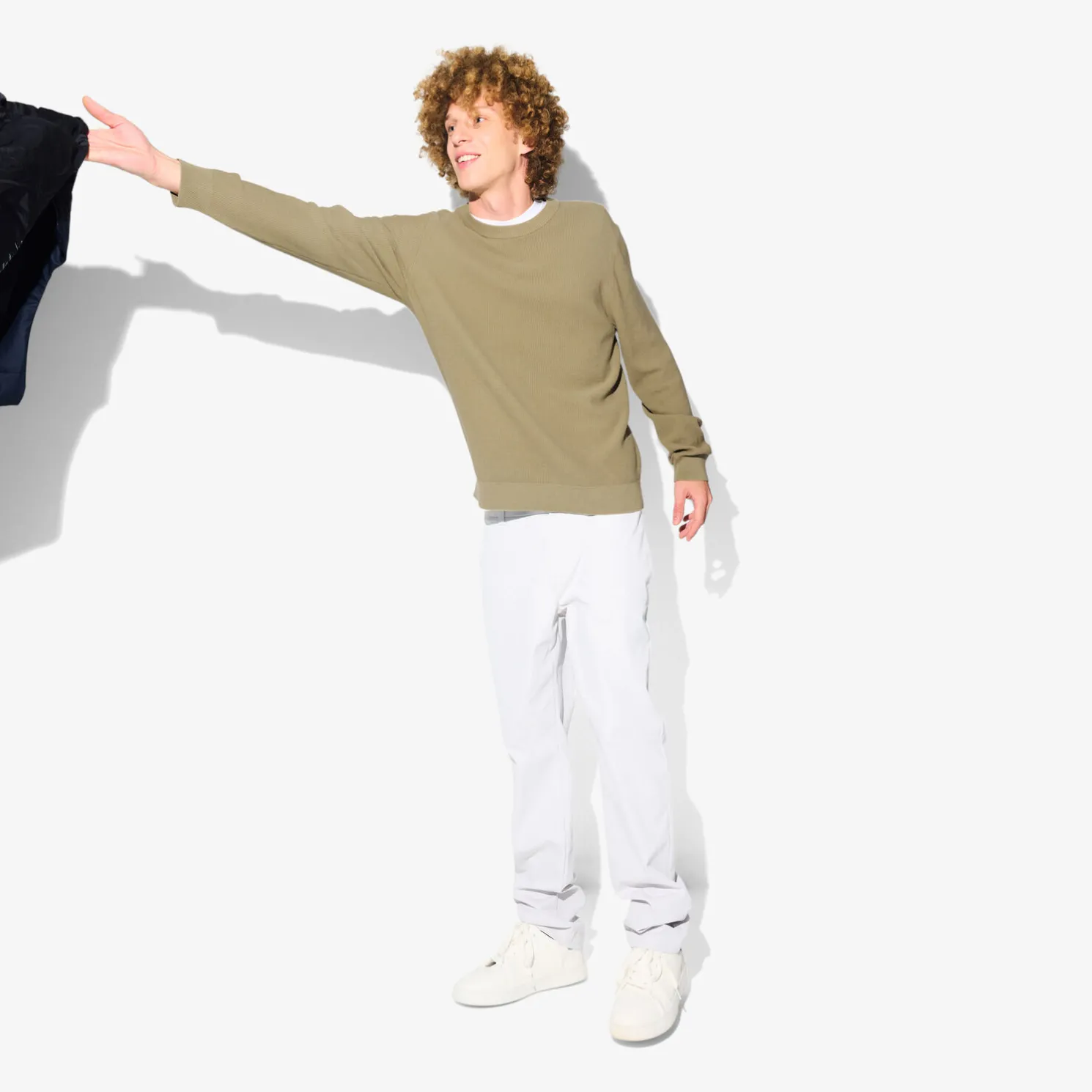 Trui met ronde hals en stekenpatroon