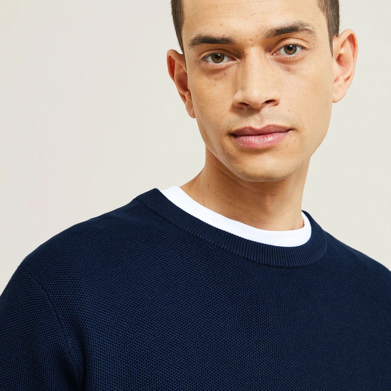 Trui ronde hals, micro honingraat weefpatroon