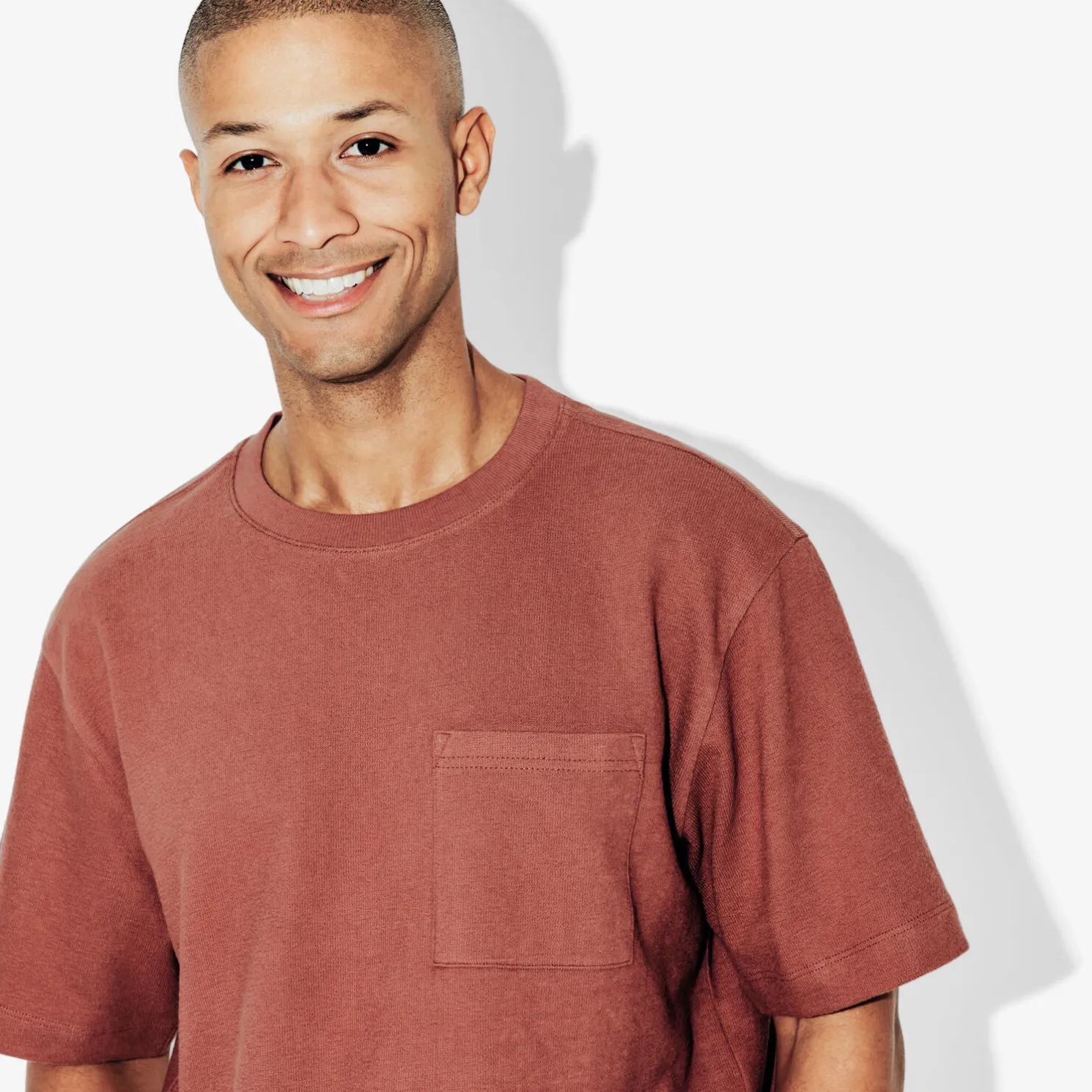 T-shirt in badstof met ronde hals