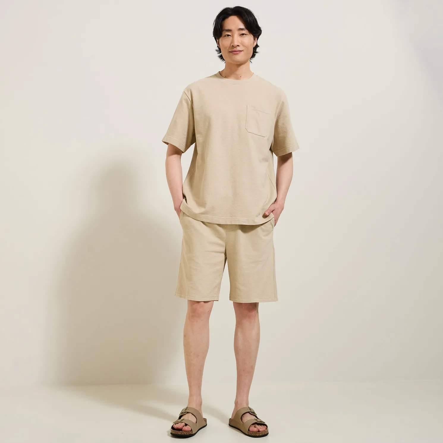 T-shirt in textuurstof met ronde hals