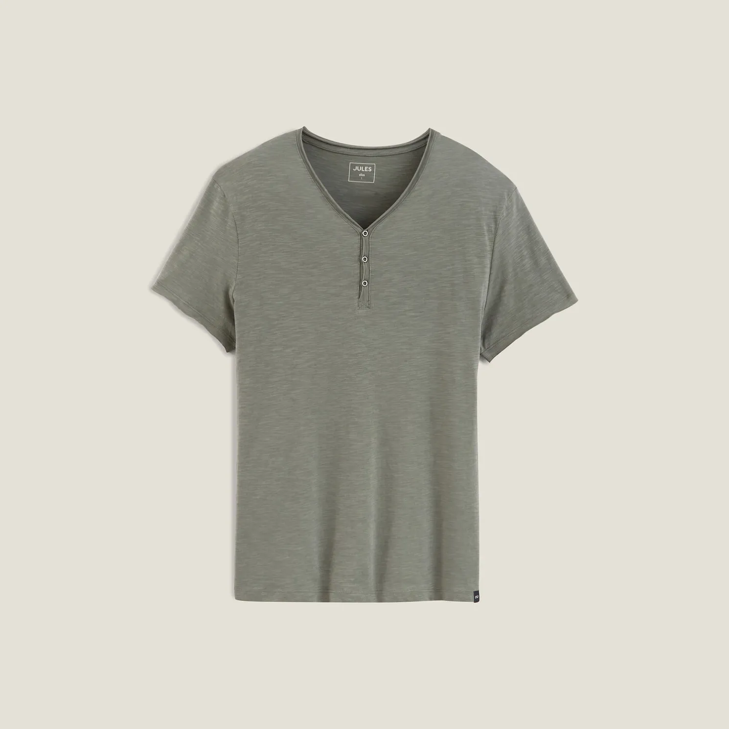 T-shirt met knooplijst in gevlamde stof