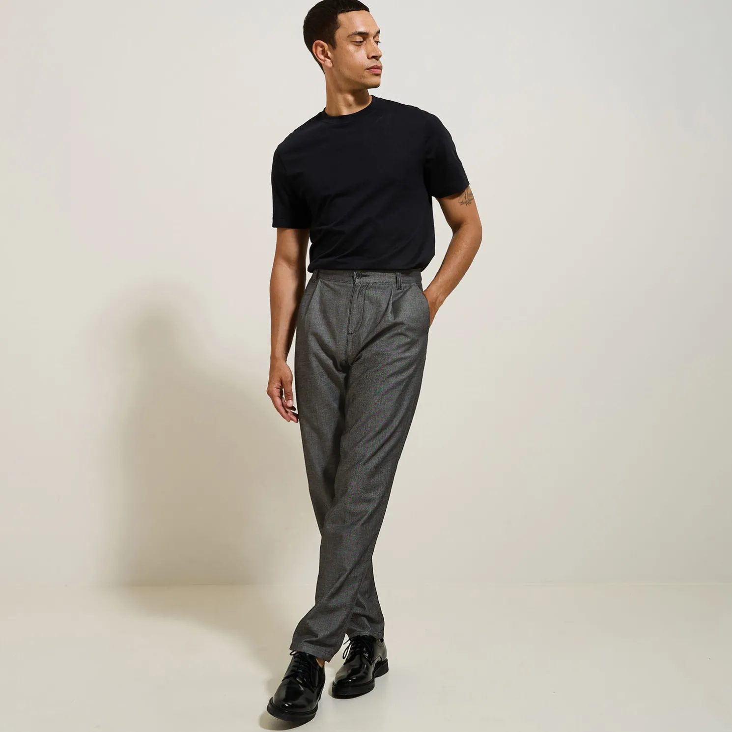 Tweekleurige, relaxte broek in twill