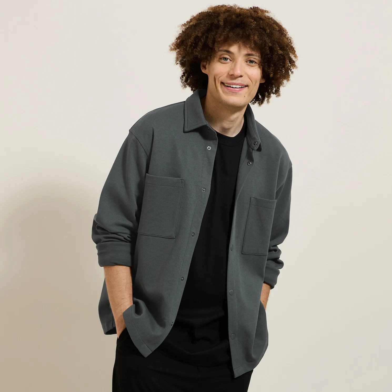 Wollen overhemdjas met hemdskraag